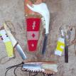 Patchknives (made from straight razors) with Beaded and Leather Sheaths